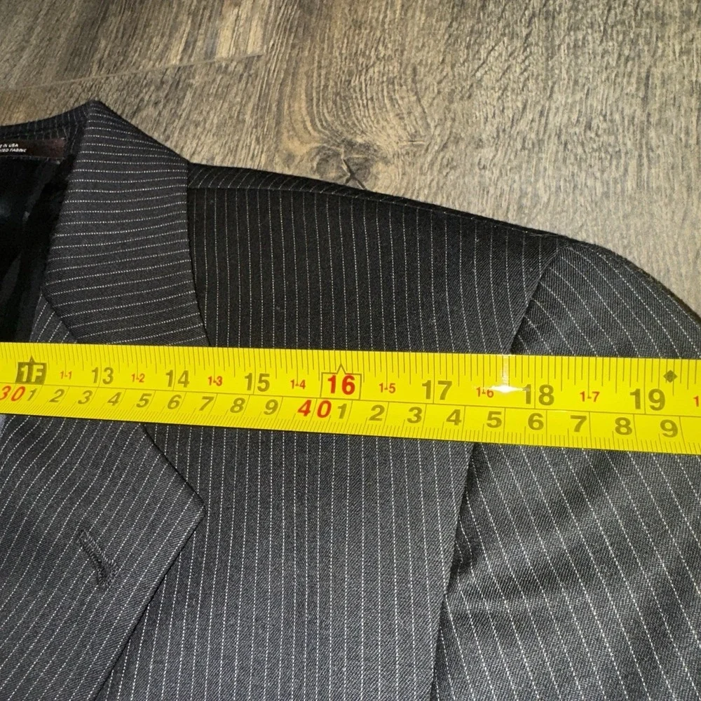 Joseph Abboud Wool Sport Coat Mens 43S Striped Black Blazer Suit Jacket USA Made